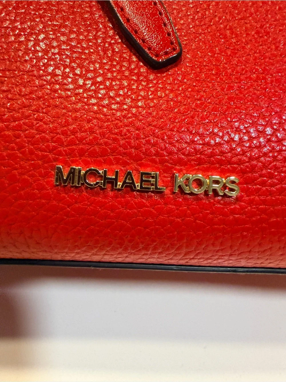 Michael Kors Red Pebbled Leather Belted Satchel Small Crossbody Bag w/strap